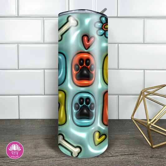 "3D DOG MOM BLUE/GREEN" TUMBLER 20 OZ