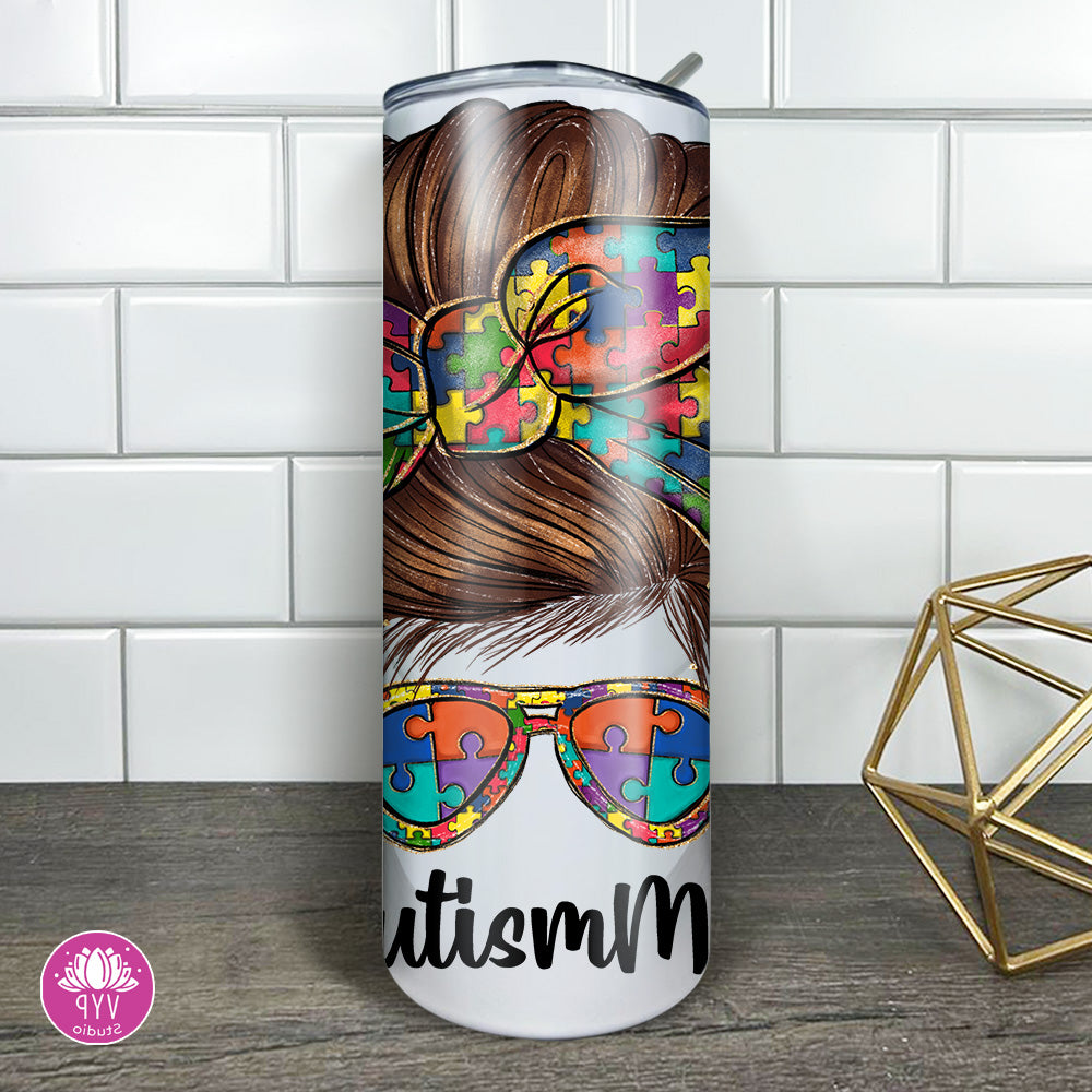 "AUTISM MOM "Skinny Tumbler 20 0z