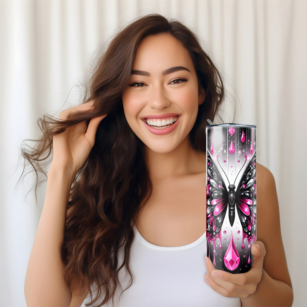 " DRIP BUTTERFLY" Skinny Tumbler 20 0z