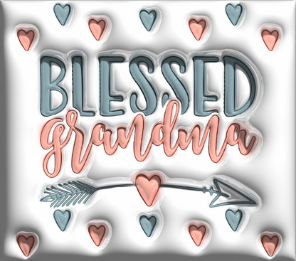 "  3D BLESSED GRANDMA"  Skinny Tumbler 20 0z