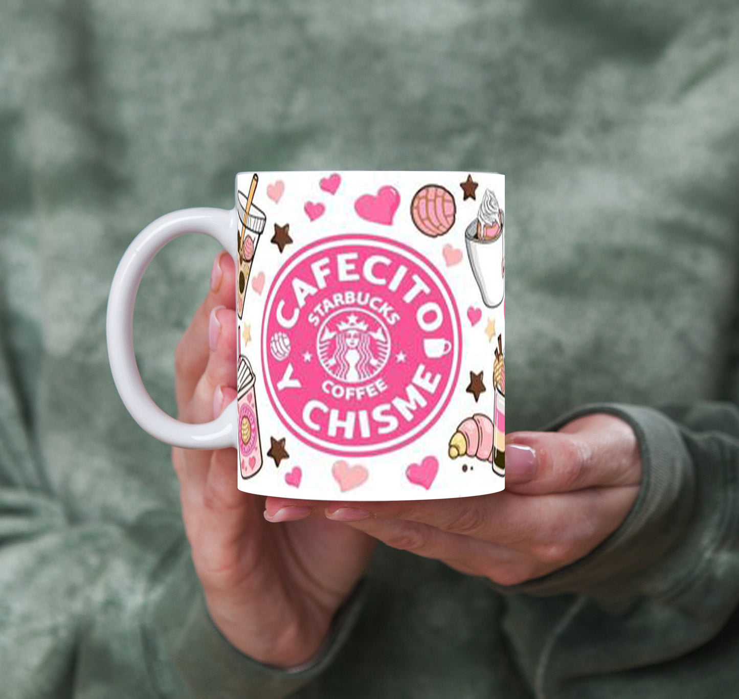 "CAFECITO y CHISME PINK" 11 OZ MUG