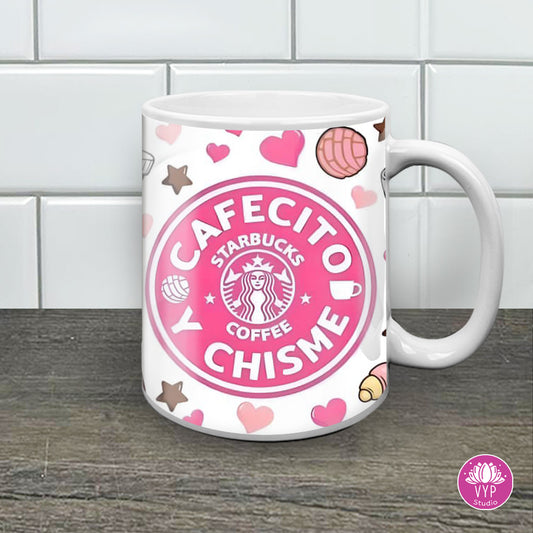 "CAFECITO y CHISME PINK" 11 OZ MUG