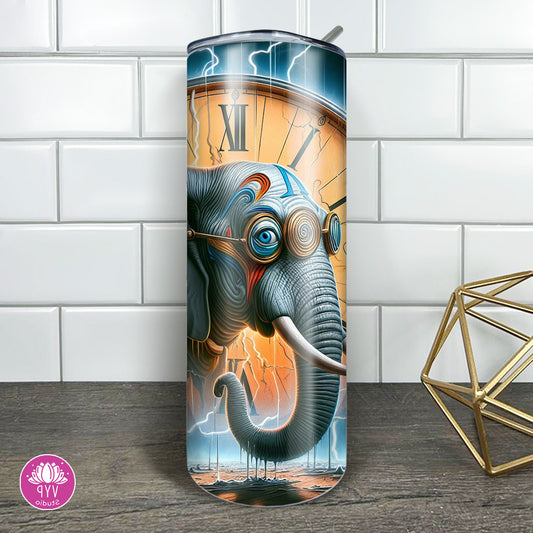 "CLOCK ELEPHANT" Skinny Tumbler 20 0z