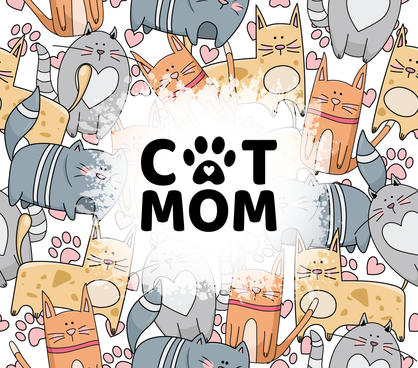 " CARTOON CAT MOM" Skinny Tumbler 20 0z