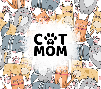 " CARTOON CAT MOM" Skinny Tumbler 20 0z