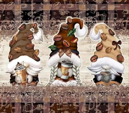 "BROWN COFFEE GNOMES "Skinny Tumbler 20 0z