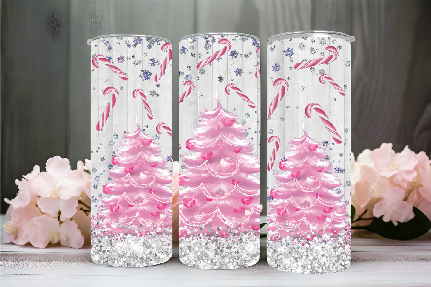 "PINK CHRISTMAS " Skinny Tumbler 20 0z