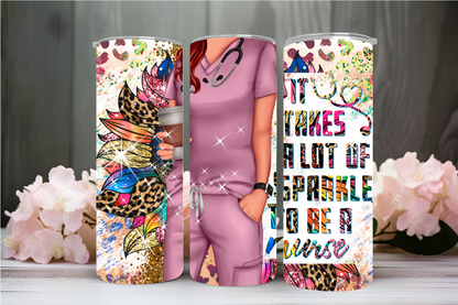 "SPARKLE TO BE A NURSE" 20 OZ Skinny Tumbler