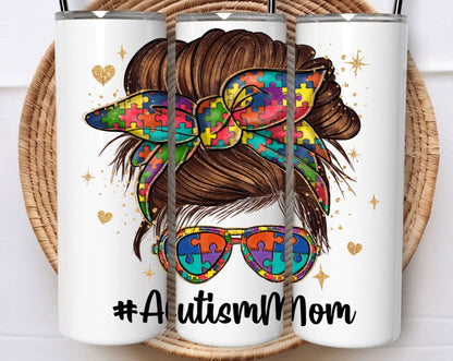 "AUTISM MOM "Skinny Tumbler 20 0z