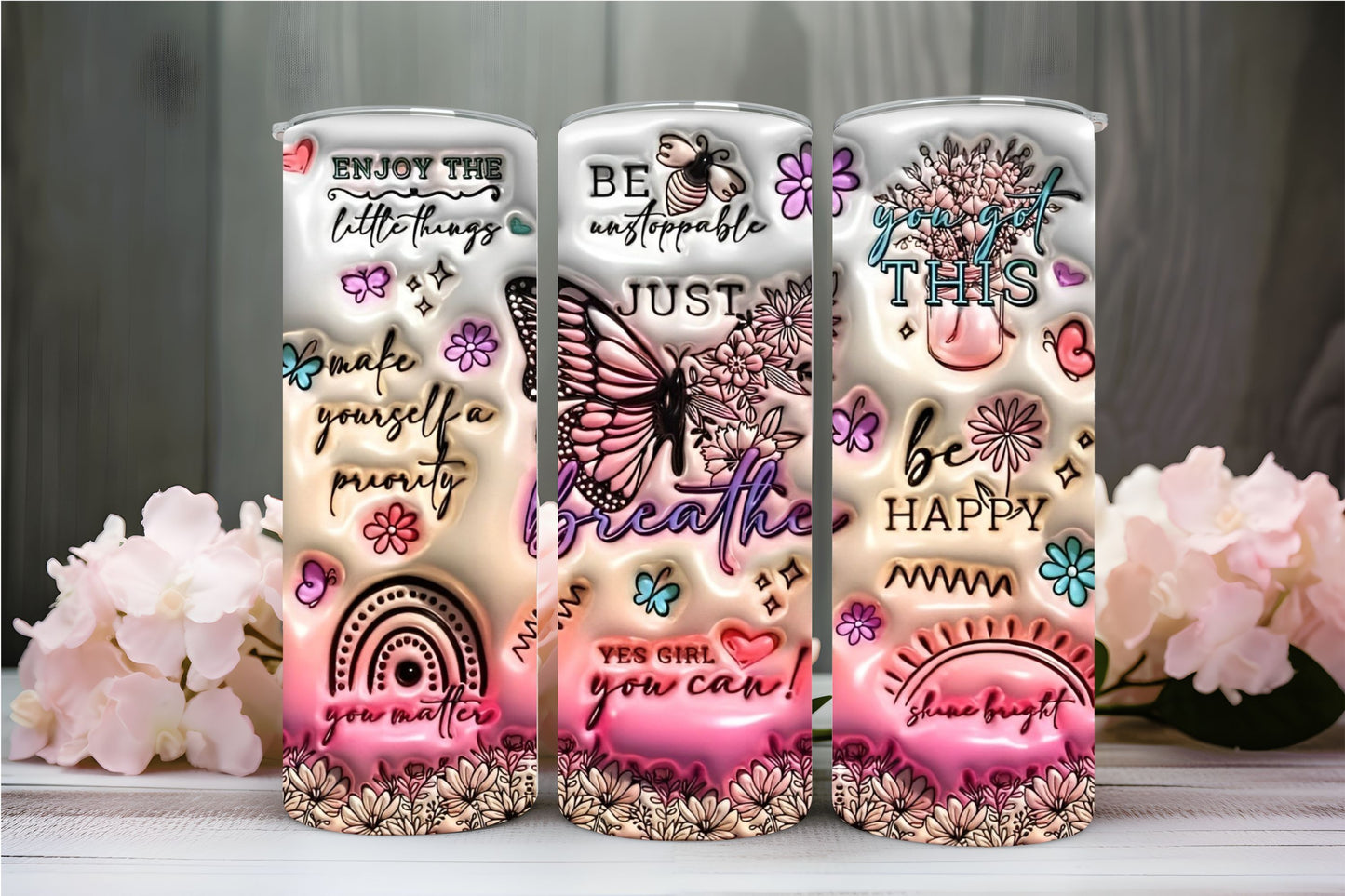 "3D JUST BREATHE " TUMBLER 20 OZ