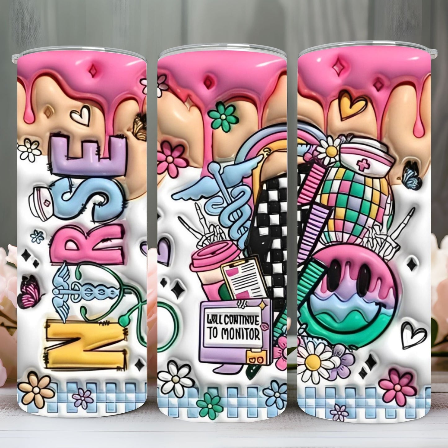 " 3D NURSE" Skinny Tumbler 20 0z