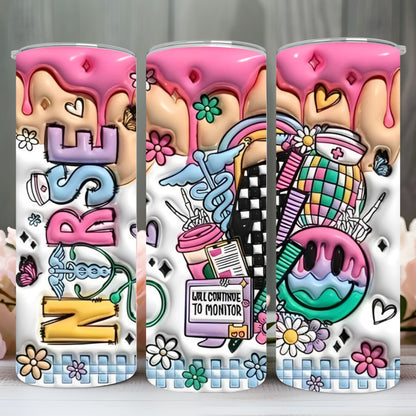 " 3D NURSE" Skinny Tumbler 20 0z