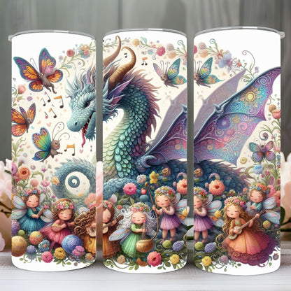 "WHIMSICAL DRAGON FAIRIES" Skinny Tumbler 20 0z