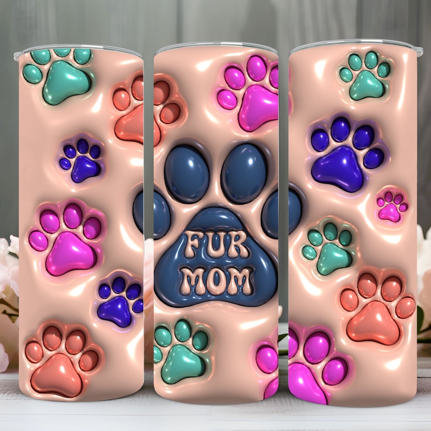 "3D FUR MOM" Skinny Tumbler 20 0z