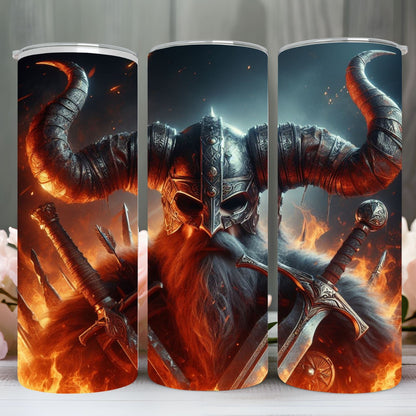 "VIKING HORNS" Skinny Tumbler 20 0z