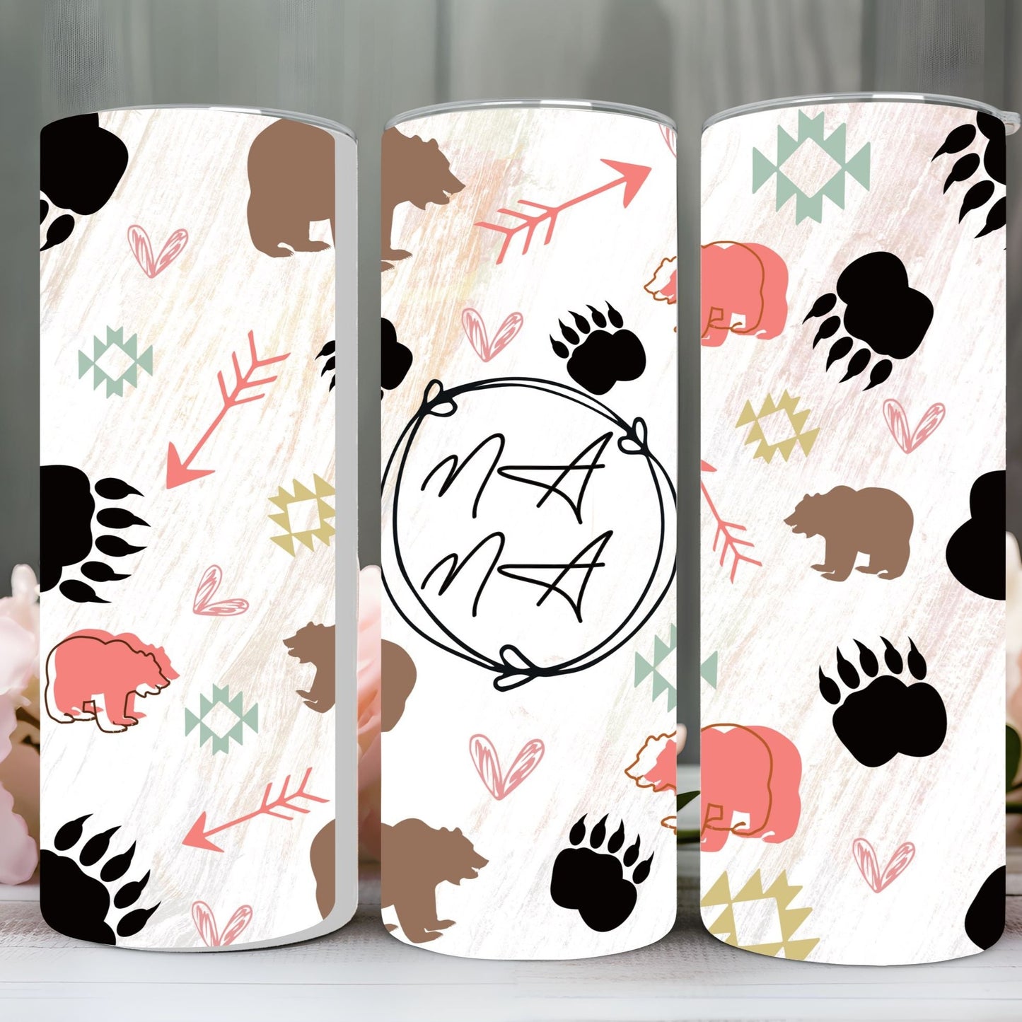 "MAMA BEAR PAW" skinny tumbler 20 0z