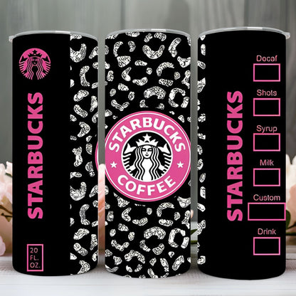 "STAR B'S  BLACK& PINK" Skinny Tumbler 20 0z