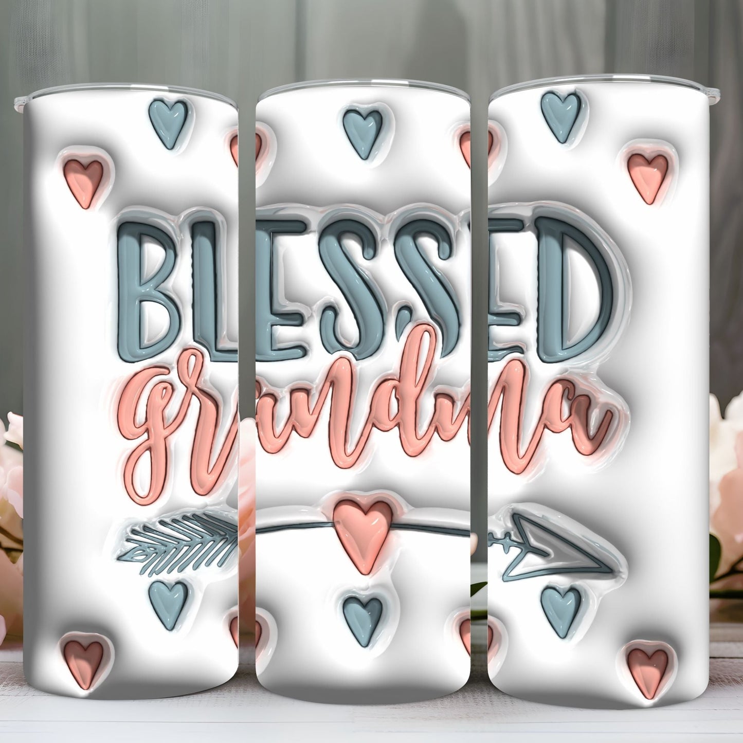 "  3D BLESSED GRANDMA"  Skinny Tumbler 20 0z