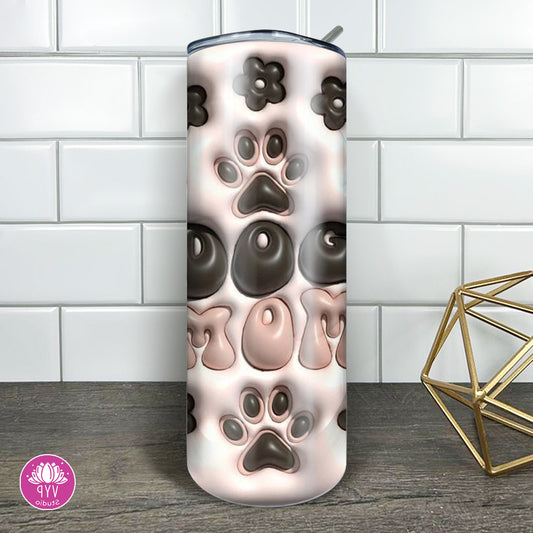 "3D DOG MOM CHOCOLATE AND PINK" TUMBLER 20 OZ