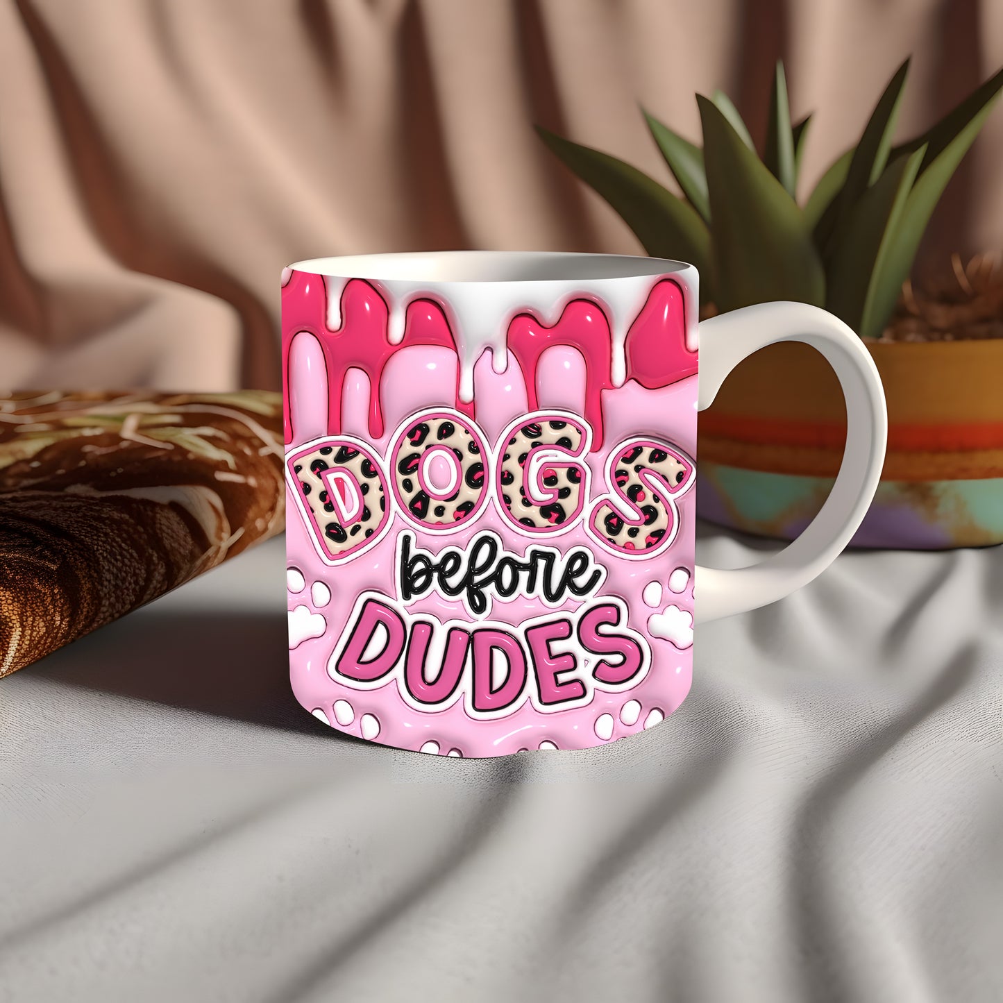 "3D DOGS BEFORE DUDES" 11 OZ MUG