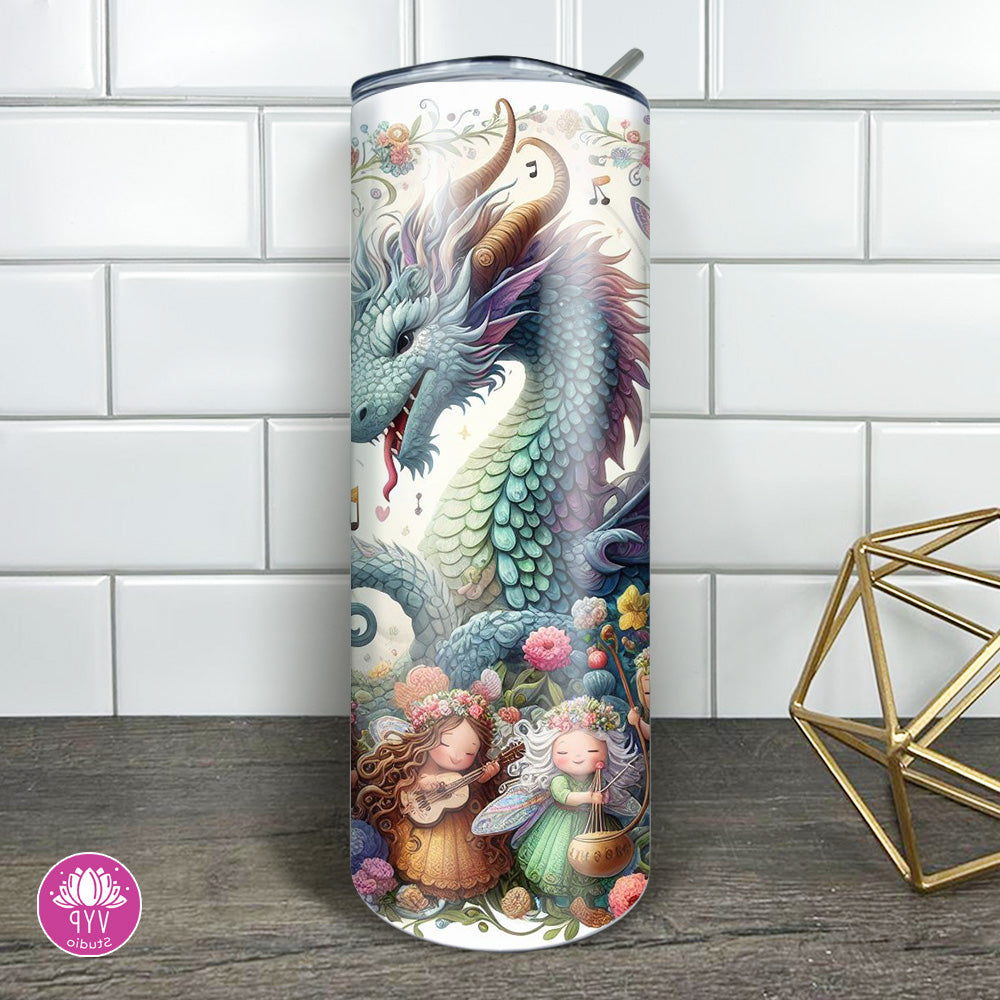 "WHIMSICAL DRAGON FAIRIES" Skinny Tumbler 20 0z