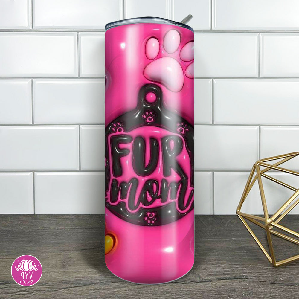 "3D DOG MOM  TAG HOT PINK" TUMBLER 20 OZ