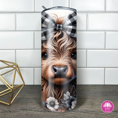 "BABY HIGHLAND COW PLAID" TUMBLER 20 OZ