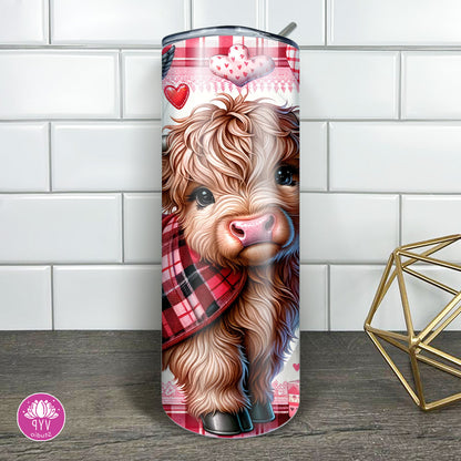 "HIGHLAND COW HEARTS" Skinny Tumbler 20 0z