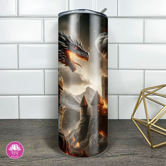 "ARMORED HOUSE DRAGON" Skinny Tumbler 20 0z