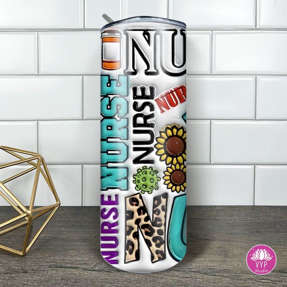 " NURSE SCRUBS" Skinny Tumbler 20 0z