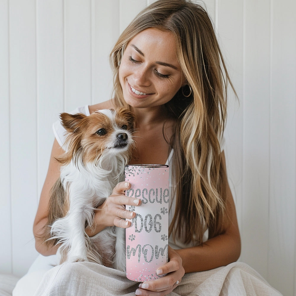 "RESCUE DOG MOM" TUMBLER 20 OZ