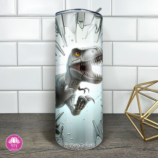 "T-REX BREAKING FREE" Skinny Tumbler 20 0z