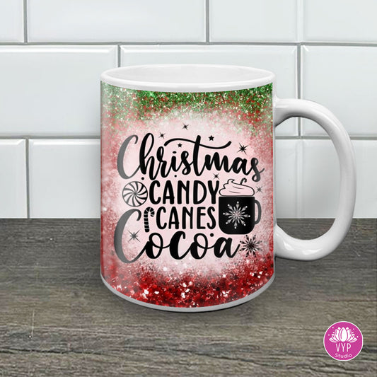 "CHRISTMAS CANDY CANES COCOA GNOMES" 11 OZ MUG