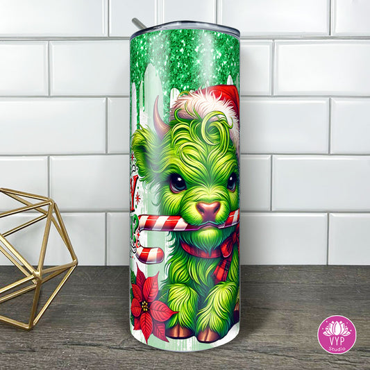 "BABY HIGHLAND GRINCH COW "  Skinny Tumbler 20 0z