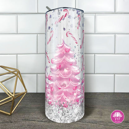 "PINK CHRISTMAS " Skinny Tumbler 20 0z