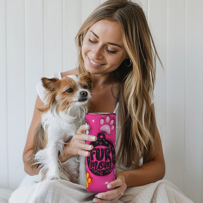 "3D DOG MOM  TAG HOT PINK" TUMBLER 20 OZ