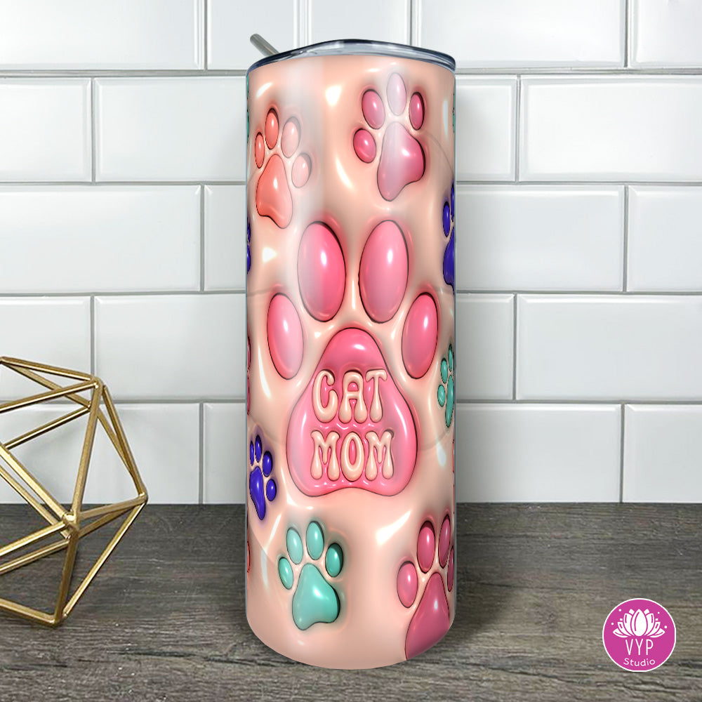 " 3D CAT MOM" Skinny Tumbler 20 0z