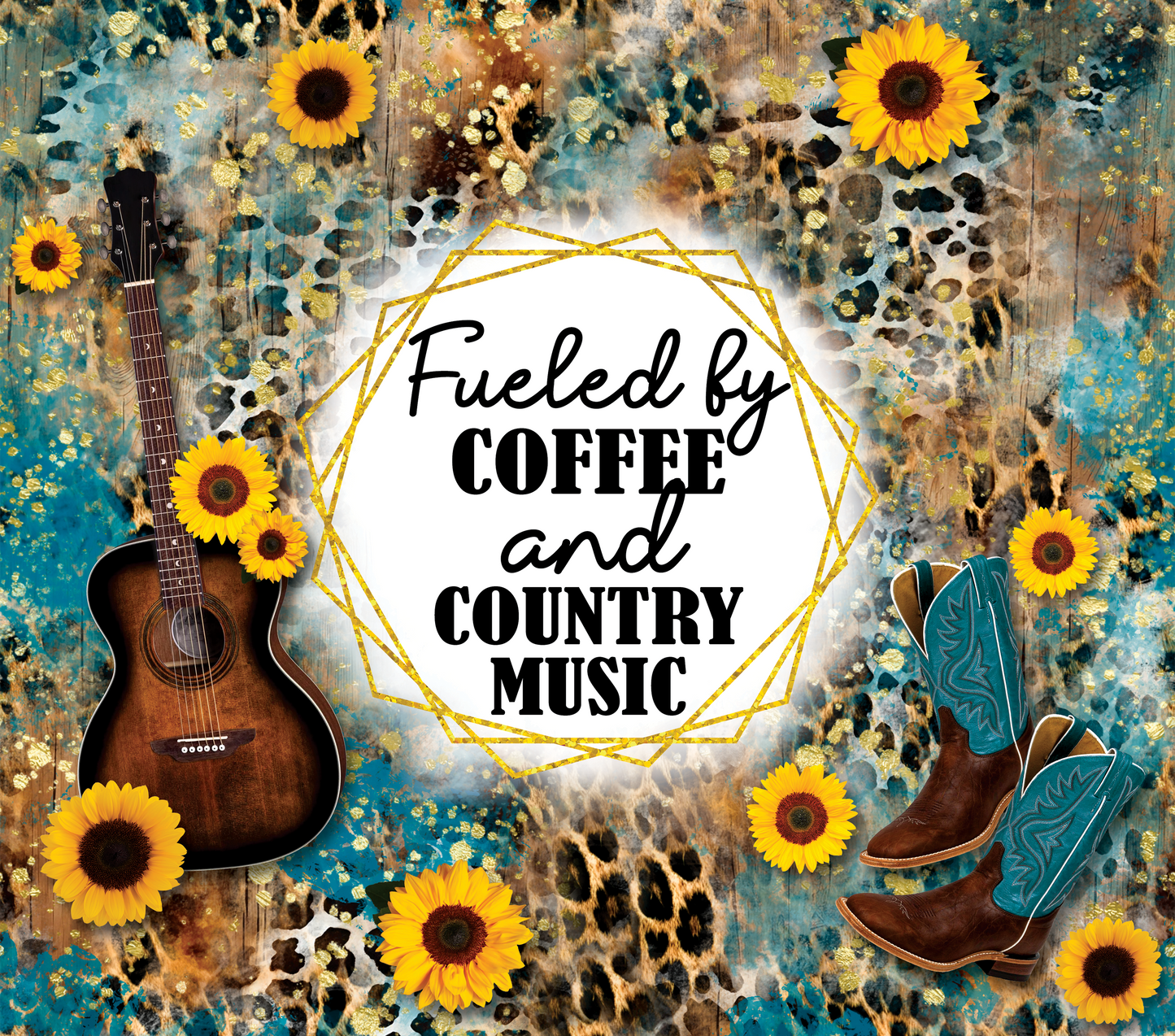 "FUELED BY COFFEE AND COUNTRY MUSIC" Skinny Tumbler 20 0z