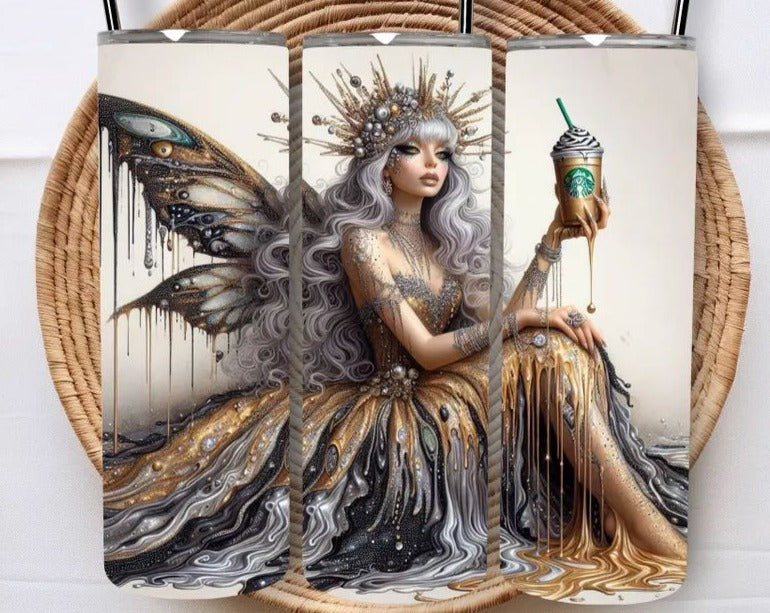 "DRIP FAIRY WITH COFFEE" Skinny Tumbler 20 0z