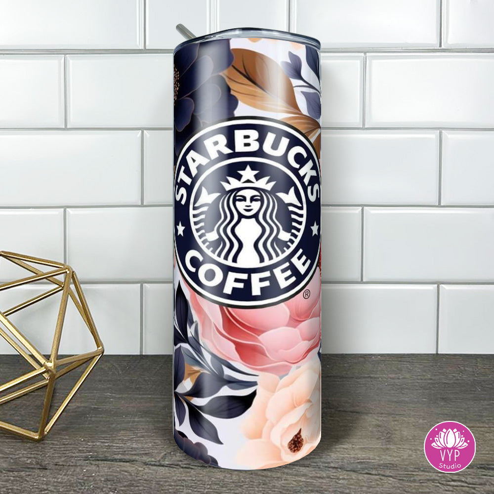 "STAR B'S BLUE AND PINK FLOWERS"20 OZ Skinny Tumbler